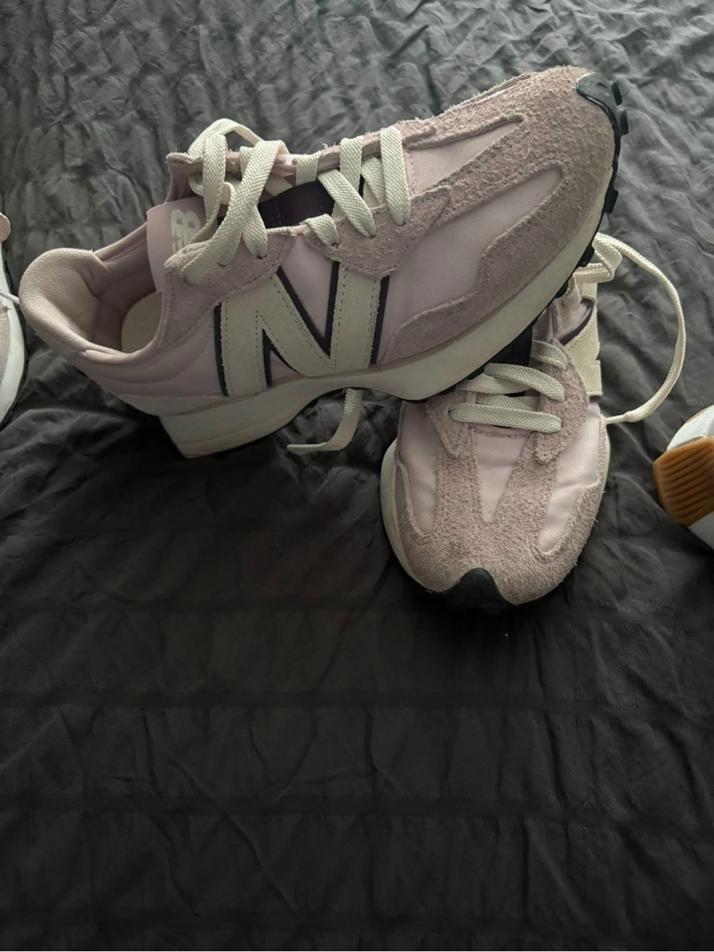 New Balance Women’s Lavender Suede & Mesh Sneakers with Cream Accents